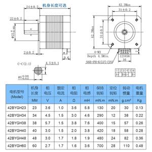 มอเตอร์สเต็ปเปอร์ 42 รุ่น 17nema3401 มอเตอร์ขนาดเล็กสำหรับเครื่องเขียน 4401 เครื่องแกะสลัก มอเตอร์สเต็ปเปอร์สำหรับเครื่องพิมพ์ 3 มิติ - Product Image 2