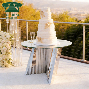 Mesas de dulces y pasteles decorados en acero inoxidable plateado para fiestas al aire libre - Product Image 3