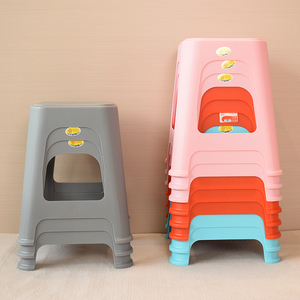 Odor-Free Thick PP Stackable Tall Square Plastic <b>Stool</b> Dining <b>Stool</b> with Reinforced Structure & Anti-Slip Foot for Home Kitchen - Product Image 1
