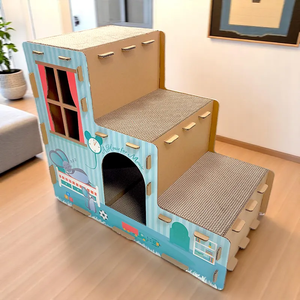 مذهل وعالي الجودة حديث معاد تدويره من الورق المموج ، بيت خربشة القط بثلاثة طوابق ، لبيت متعدد القطط - Product Image 5