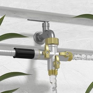 Divisor de manguera de 3/4 pulgadas, conector de agua de jardín roscado de latón para riego, duradero y resistente con 4 sellos - Product Image 2