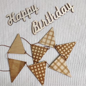 Bandierine in Legno Ins Fengsen per Primo Compleanno Bambino, Decorazioni per Festa a Tema Luna Piena <span class=keywords><strong>con</strong></span> Palline di Nappa - Product Image 4