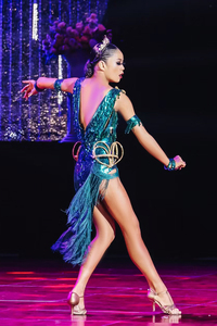 Robes de compétition de <span class=keywords><strong>danse</strong></span> latine Vennystyle, costumes floraux - Spandex/coton, sur mesure, rumba, cha-cha, samba, danseurs professionnels, en stock - Product Image 2