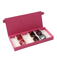 À la mode rose bleu marron gris Oxford tissu Snap lunettes de soleil plateau de rangement 6 grilles lunettes affichage organisateur boîte