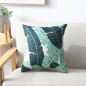 Plant Printed Linen Cushion Cover For Sale Home Decor Custom Digital Printing Throw Pillow Sofa Cushions Cover