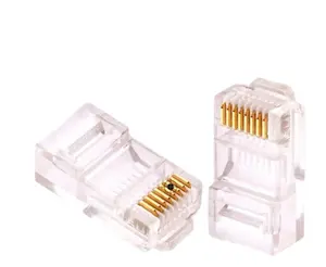 工厂UTP FTP Cat5e CAT6 RJ 45连接器RJ45，用于绞合固体网络电缆8P8C镀金RJ45插孔插头