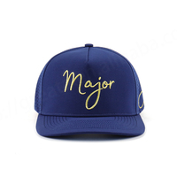 Casquette de baseball personnalisée à 5 panneaux, bleu marine, Oxford, imperméable, respirante, avec logo brodé, perforée, découpée au laser, réglable, 100% polyester