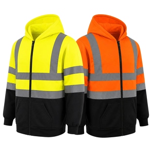ZUJA Material ecológico Sudaderas con capucha de seguridad vial <span class=keywords><strong>Chaqueta</strong></span> de lana cálida Hi Vis Sudaderas con capucha reflectantes para hombres - Product Image 1