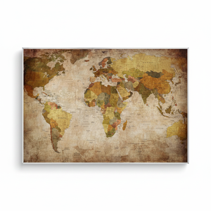 Large World <b>Map</b> Art Deco Panel Framed Canvas Wall Decor Print with Tempered Glass Frame Hanging - Product Image 2