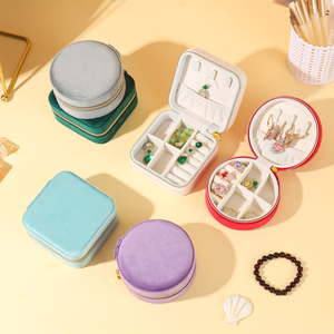 Luxury <b>Mini</b> Portable Jewellery <b>Storage</b> Organizer Case Display Custom Ring Necklace Small Velvet Travel Jewelry <b>Box</b> Packaging - Product Image 1