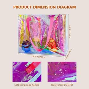 定制沙滩包豪华 PVC 购物袋防水全息透明手提袋带徽标女式化妆品购物袋 - Product Image 2