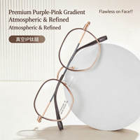 Monture de lunettes M6150 légère et durable, style vintage, branches en titane bicolores, transition dégradée violet-rose