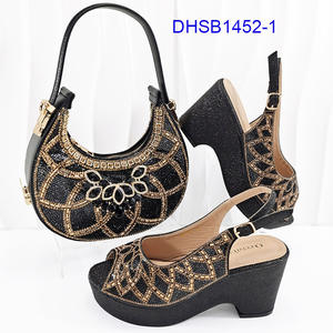 Nuovo arrivo nigeriano scarpe da festa e borse Set <span class=keywords><strong>tacchi</strong></span> alti da donna con pietre scarpe di lusso per festa di nozze - Product Image 3
