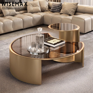 WISEMAX 가구 고급 홈 가구 강화 유리 커피 테이블 사무실 호텔 현대 반원 조합 커피 테이블 - Product Image 3