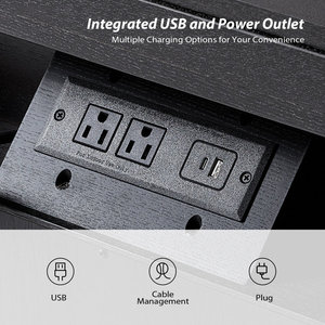 Factory Direct Modern Curved Design Large 3-<b>Drawer</b> Nightstand with Built-In Power Outlet and Hidden Storage Compartment - Product Image 3