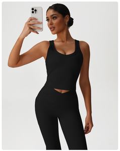 Nouveau Ensemble de Yoga 2 Pièces Tendance pour Femme : Soutien-gorge de Sport Dos Nu et Short Évasé Effet Push-up pour Entraînement et Fitness - Product Image 6