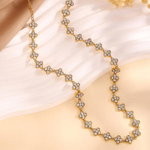 Collar de Cadena con Trébol Colorido, Joyería de Acero Inoxidable que No se Deslustra, Collares de Lujo para Mujer con Circonita Cúbica - Product Image 6