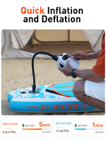 Pompe à air électrique pour paddle board 22 PSI, gonflage en deux étapes, bateau/tente/kayak, légère, portable, rechargeable, pompe SUP