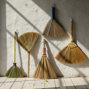 Escoba de hierba de sorgo natural hecha a mano, escoba tradicional para limpieza de pisos con mango de madera para barrer en el hogar y al aire libre - Product Image 6