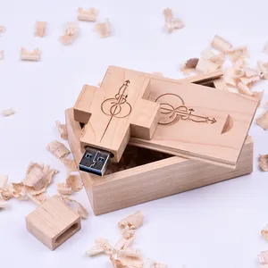 JASTER Stik Usb 16 Gb, Stik Usb 16 Gb dengan Logo Wood Cross Style Pen Drive 32Gb 64Gb 128Gb U Disk 2.0 3.0 Thumb Flash Drive