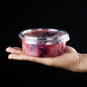 Voor Fruitsalade Smoothies Dessertsnacks 8Oz Wegwerpverpakking Plastic Bekers Met Deksel Pet Deli Bowl Voedselopslagcontainer