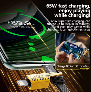 Alta calidad PD 27W 65W 4 1 Cable de datos de carga rápida para Iphone Venta caliente Nylon trenzado Aleación de zinc USB Tipo-C Cable 2m 3m - Product Image 4