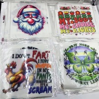 Transferts DTF personnalisés pas chers en vinyle imprimé plastisol pour Halloween et Noël, motifs Père Noël prêts à poser sur T-shirt