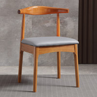 Chaise de salle à manger moderne en bois massif avec siège rembourré en cuir PU, mobilier nordique pour cuisine, restaurant, café, hôtel, maison, vente en gros