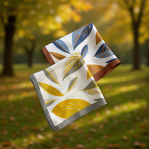 Écharpe en soie à motif de feuilles 70x70 cm carrée pour femmes, accessoire de mode - Product Image 2