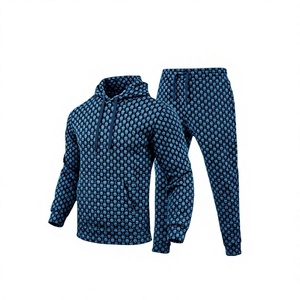 OEM Men's Spring Autumn Fashion Pullover <b>Tracksuit</b> Set Eco-Friendly Hooded Fleece Jacket Solid Pattern 2-in-1 Design Elastic - Product Image 4