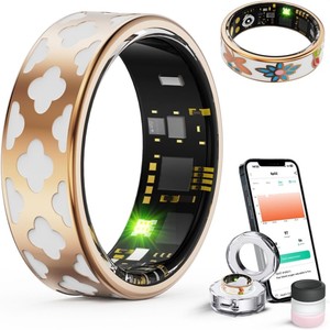 Bague connectée de suivi de santé et de forme physique, suivi du sommeil, contrôle par application, télécommande, étui de chargement, protection de la bague, sans frais d'<span class=keywords><strong>abonnement</strong></span> - Product Image 1