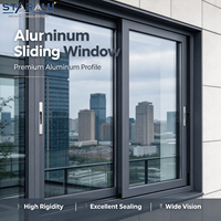 Fenêtre coulissante en alliage d'aluminium sur mesure avec vitrage Low-E, isolation à l'argon, quincaillerie sécurisée et design de cadre contemporain