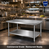 GAOYA Vente Directe Usine Table de Préparation Commerciale en Acier Inoxydable 201/304 pour Cuisine et Hôtel, Finition Polie, Réglable