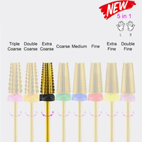 Foret de manucure et de pédicure, accessoire de soin des ongles, 10 pièces, en carbure de tungstène, acrylique, gel, coupe droite, application rapide, 5 en 1