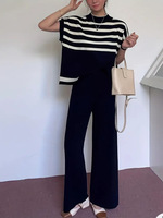 Ensemble tricoté assorti pour femme : débardeur sans manches et pantalon large – Tenue décontractée chic pour la détente – Fournisseur en gros personnalisé OEM