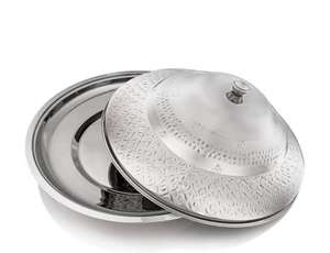 Elegant <b>Mirror</b> Finish Stainless Steel Serving Tray With Dome Cover For Premium Presentation - Product Image 2