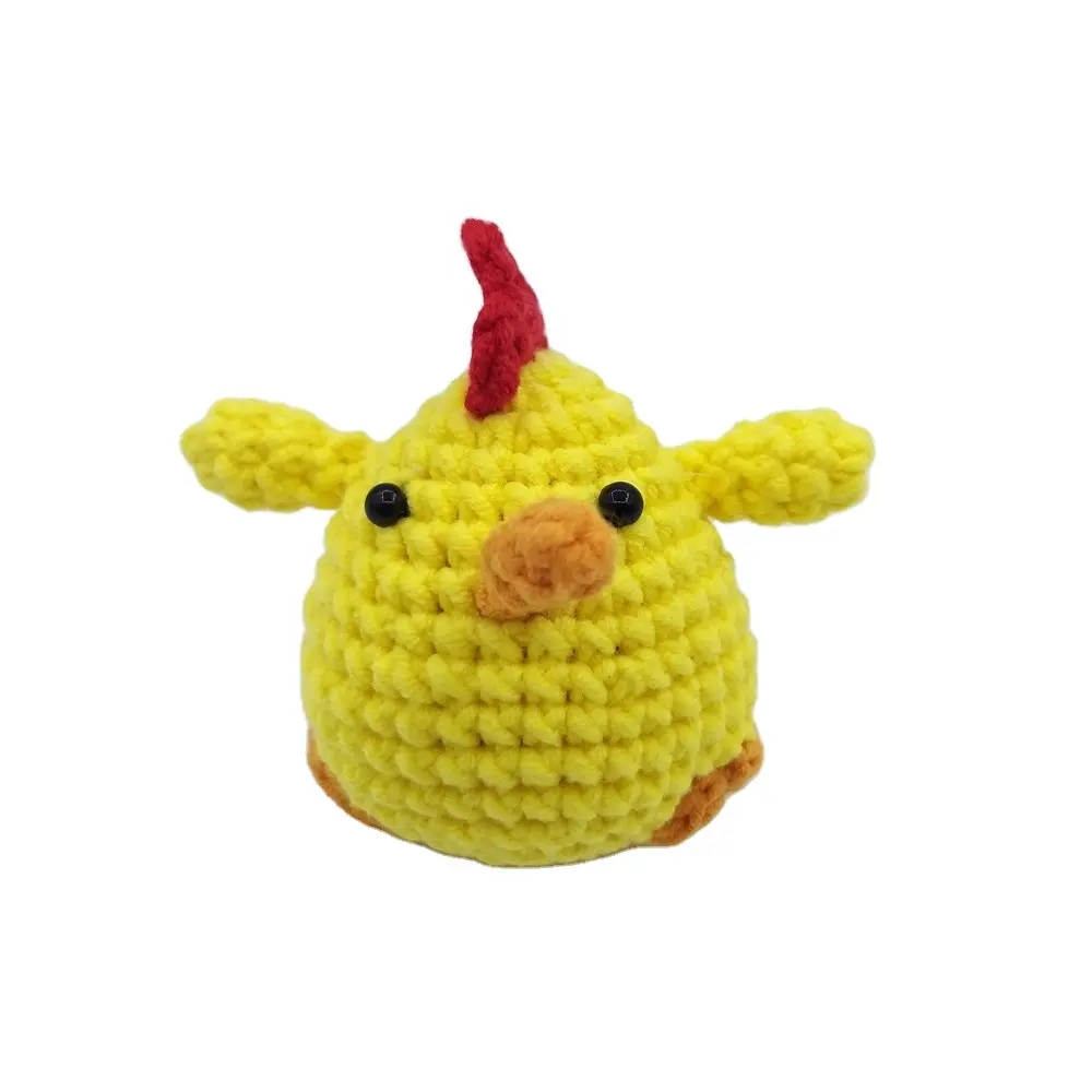 Hand Knit Mini Crochet Stuffed Animal Rooster Chicken Amigurumi Baby Crochet Toy