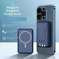 Banco de Energía Inalámbrico Magnético con 3 Cables Integrados, Batería Externa Portátil de Carga Rápida de 1W/2WmAh para iPhone