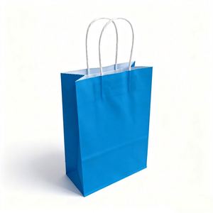 Sac en papier d'emballage alimentaire à fond plat personnalisé KM, écologique, kraft/blanc/achats/cadeaux/café, avec poignée - Product Image 1