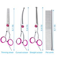 Ensemble de ciseaux de toilettage pour chien en acier inoxydable de qualité supérieure 5 en 1 avec embouts arrondis de sécurité, ciseaux pour chat, kit de toilettage