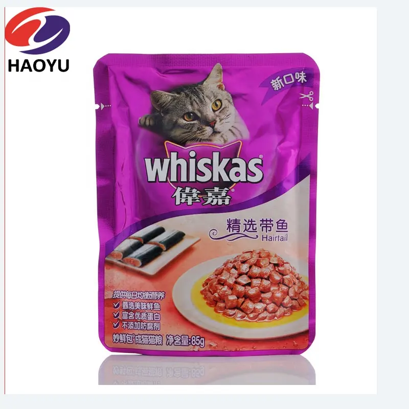 गीला बिल्ली खाद्य पैकेजिंग के लिए Ziplock एल्यूमीनियम पन्नी बैग स्पष्ट