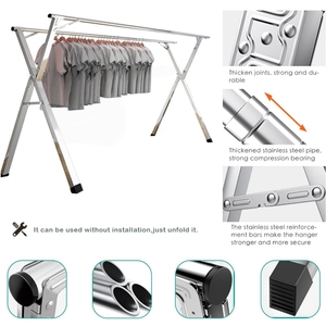 Séchoir à linge pliable en métal – Étendoir rétractable avec pieds antidérapants et barres amovibles pour usage intérieur et extérieur - Product Image 3