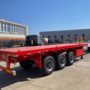 Nouvelle <span class=keywords><strong>semi</strong></span>-<span class=keywords><strong>remorque</strong></span> à plateau en acier 13m 60t de charge utile pour le transport de conteneurs et de marchandises lourdes, 12 pneus, 2 essieux, exportation mondiale - Product Image 1