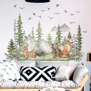 Décoration de <span class=keywords><strong>chambre</strong></span> d'enfant <span class=keywords><strong>stickers</strong></span> <span class=keywords><strong>muraux</strong></span> animaux de la <span class=keywords><strong>jungle</strong></span> cartoon autocollant 3d - Product Image 2