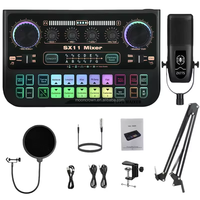 Ensemble de carte son pour équipement de podcast professionnel, mixeur d'entrée d'instrument, microphone à condensateur de studio pour l'enregistrement sur PC et smartphone