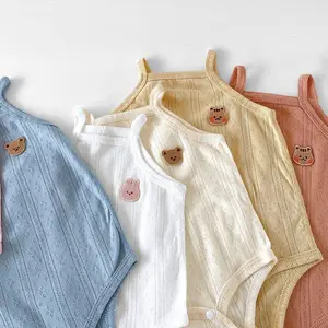 Mouwloze Jacquard Ronde Kraag Zomer Baby Rompertjes Pasgeboren Peuter Jumpsuits Rompertjes