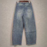 Jean décontracté respirant style boyfriend tendance, nouveau style, coupe droite ample, taille haute, en denim 100 % coton bleu