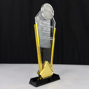 Trofeo <span class=keywords><strong>de</strong></span> Cristal Personalizado con Corona Grabada para Premios <span class=keywords><strong>de</strong></span> Equipo, con Círculo Redondo - Product Image 4