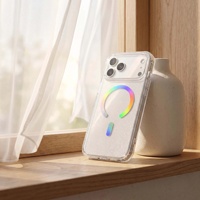 Coque de téléphone magnétique transparente en silicone scintillant pour 18 Pro Max et 17 Pro - Motif étoile coloré - Housse de protection
