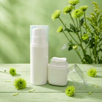 Flacon pompe sans air carré en PP blanc de 50 ml et 100 ml pour sérum de soin de la peau et crème pour le visage, contenants d'emballage cosmétique